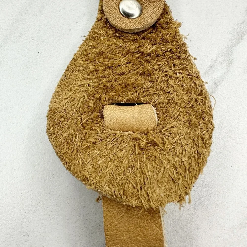 Soft Brown Leather Fringe Western Concho Boho Keychain Keyring